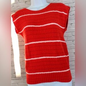 Vintage 80’s knit sleeveless sweater top S/XS red with white stripes